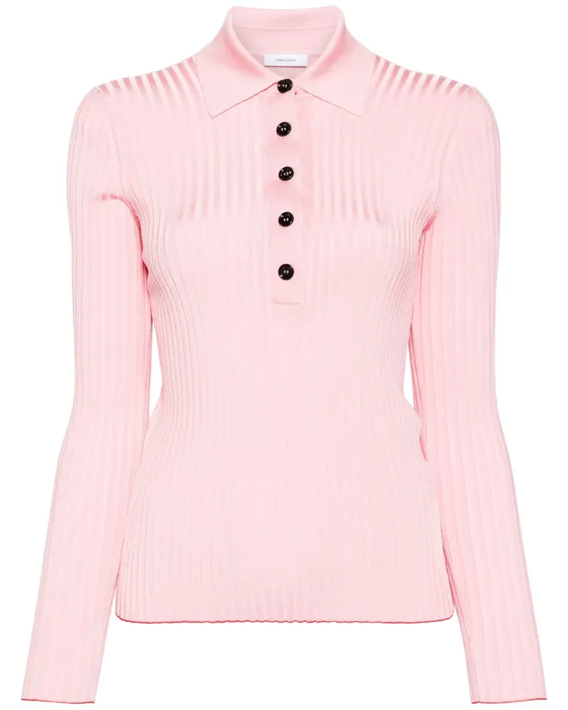 Ferragamo Geripptes Poloshirt - Rosa Rosa