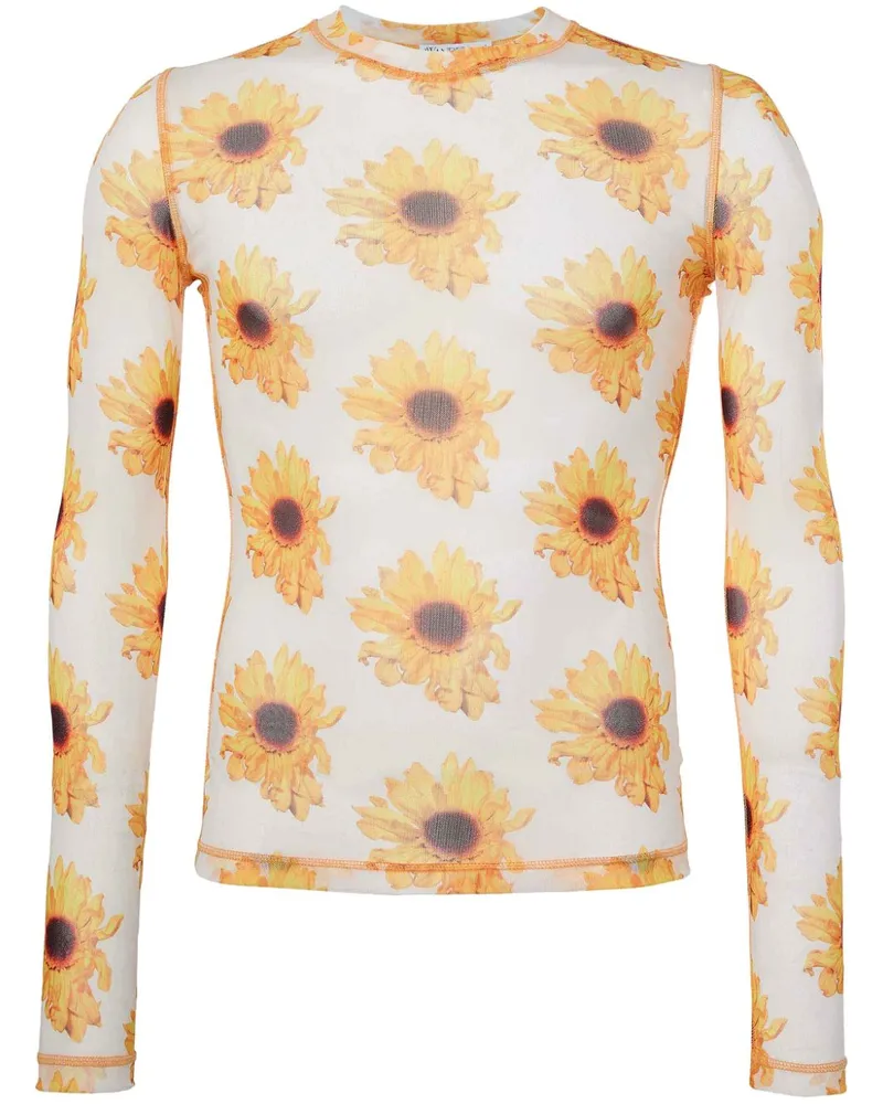 J.W.Anderson Oberteil mit Blumen-Print - Weiß Weiß