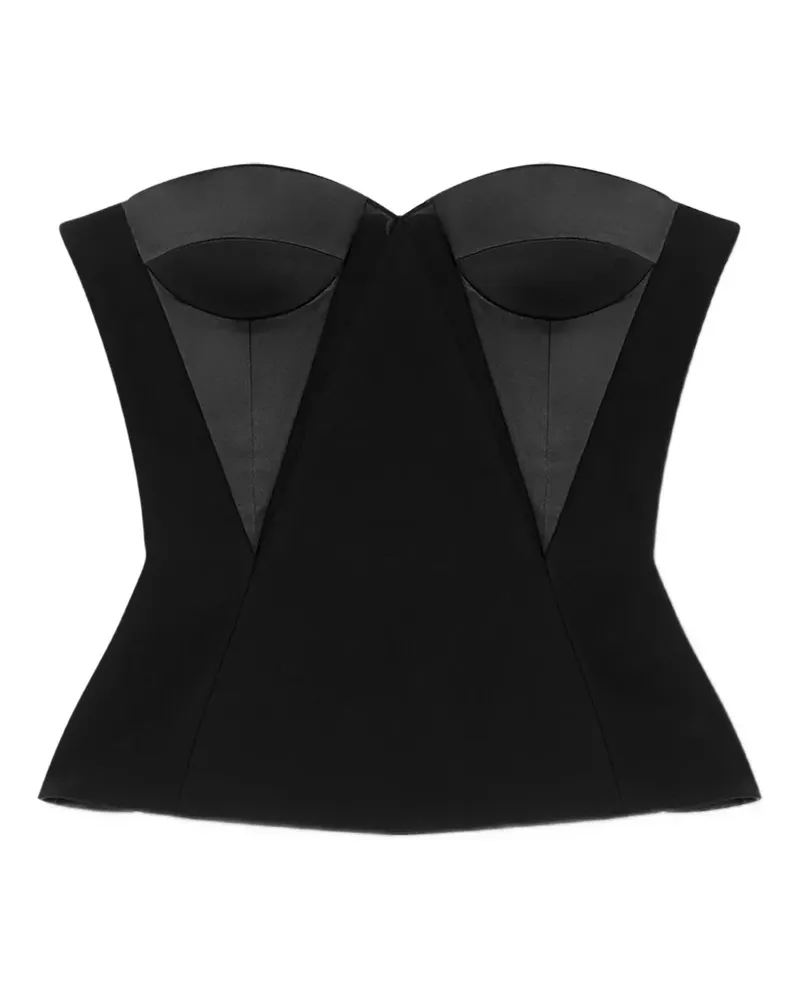 Versace Bustier-Top mit Satineinsätzen - Schwarz Schwarz