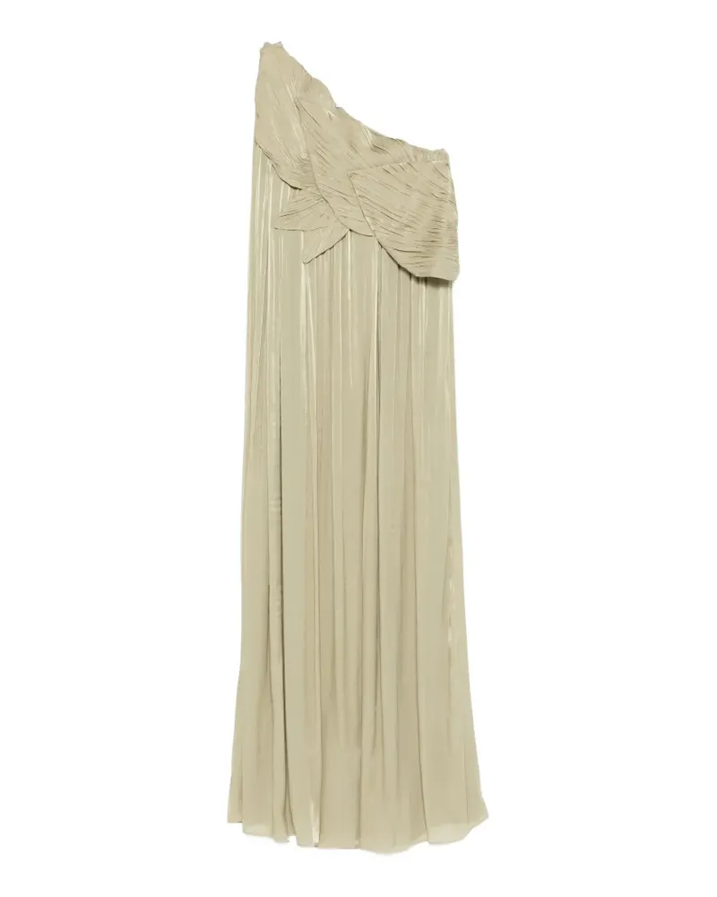COSTARELLOS Amabel pleated one-shoulder maxi dress - Grün Grün