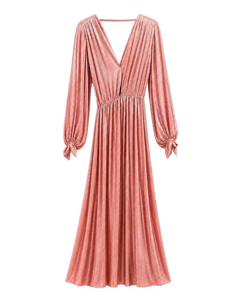 BRONX AND BANCO Plissiertes Kleid mit V-Ausschnitt - Rosa Rosa