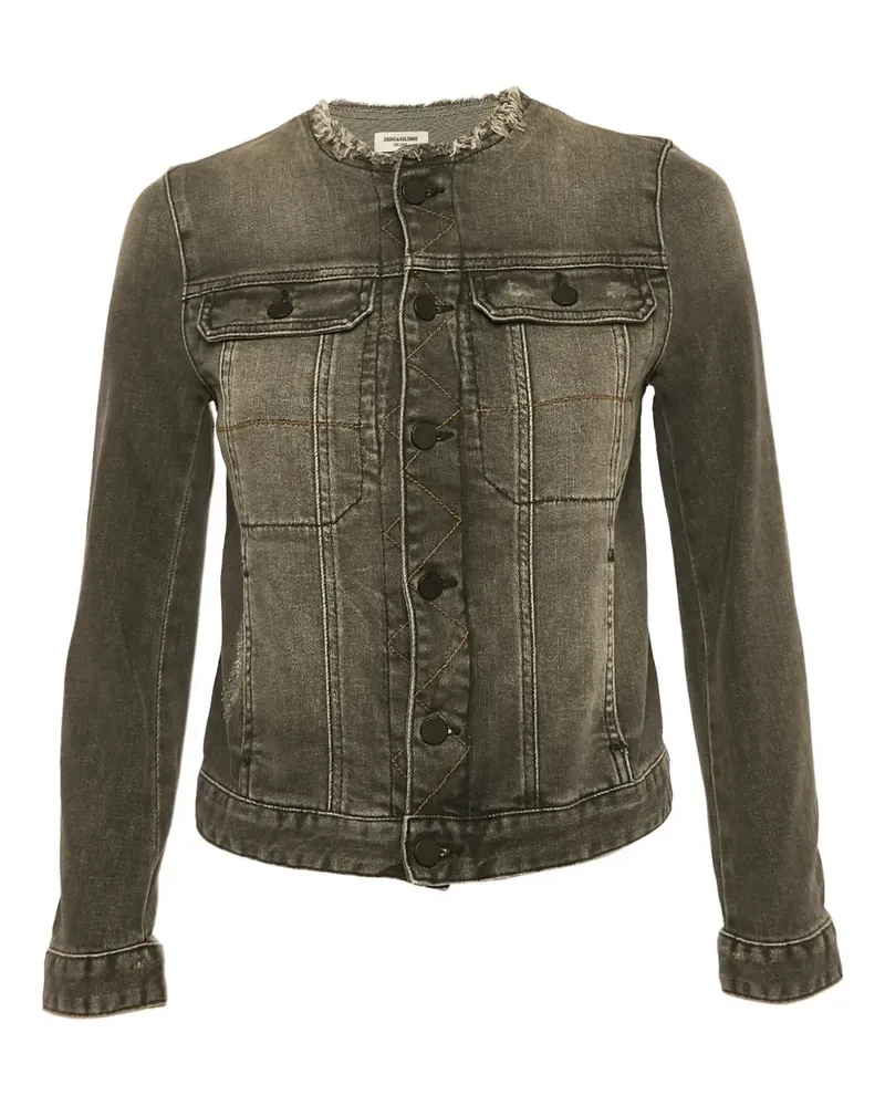Zadig & Voltaire Jeansjacke mit ausgefranstem Kragen - Grau Grau