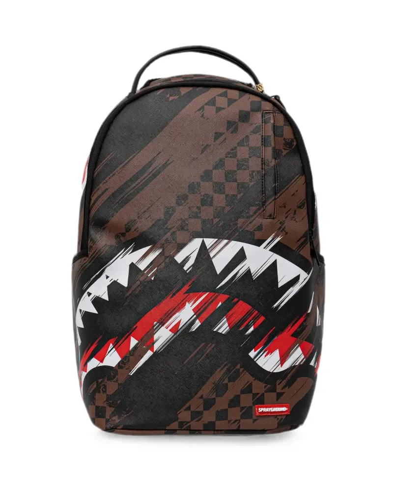 Sprayground Shark-print checkered backpack - Braun Braun