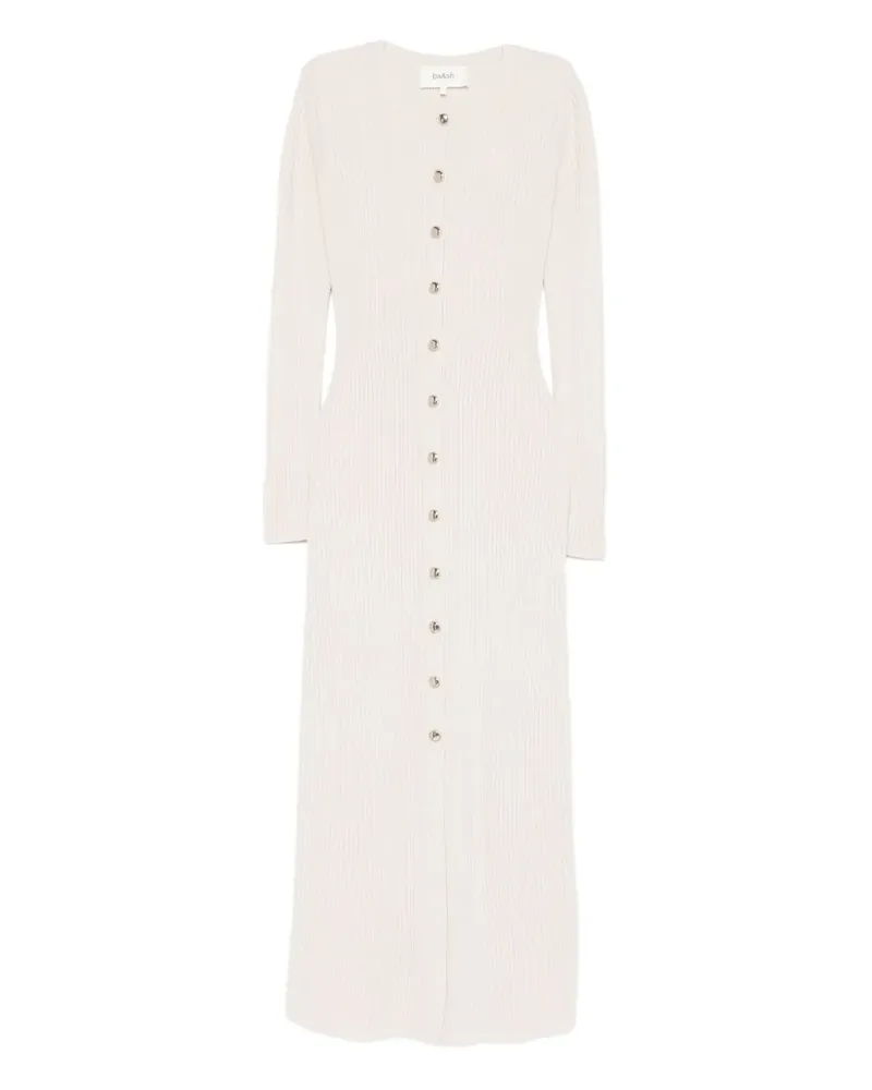 ba&sh Geripptes Anisa Maxikleid mit Knöpfen - Nude Nude