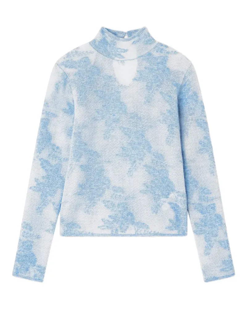 Ganni Stehkragen-Pullover aus Blumenjacquard - Blau Blau