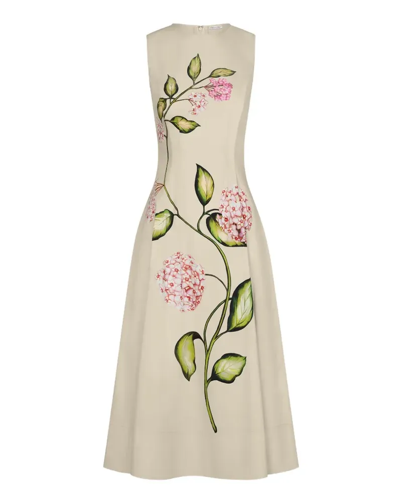 Oscar de la Renta Porcelain flower sleeveless maxi dress - Nude Nude