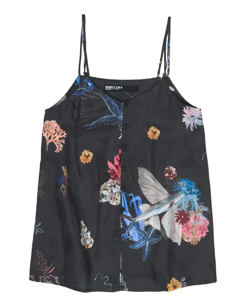 BIMBA Y LOLA Oberteil mit Blumen-Print - Schwarz Schwarz