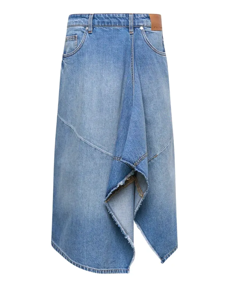 Stella McCartney asymmetric frayed-edge skirt - Blau Blau