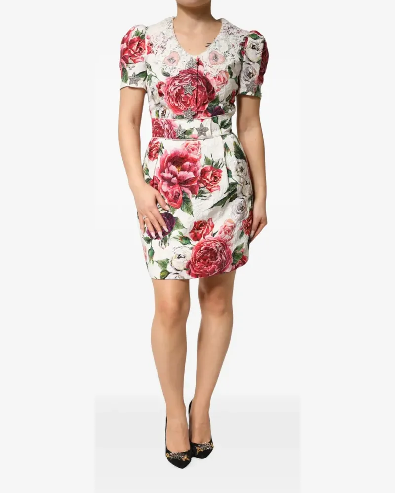 Dolce & Gabbana Kleid mit Blumenprint - Weiß Weiß