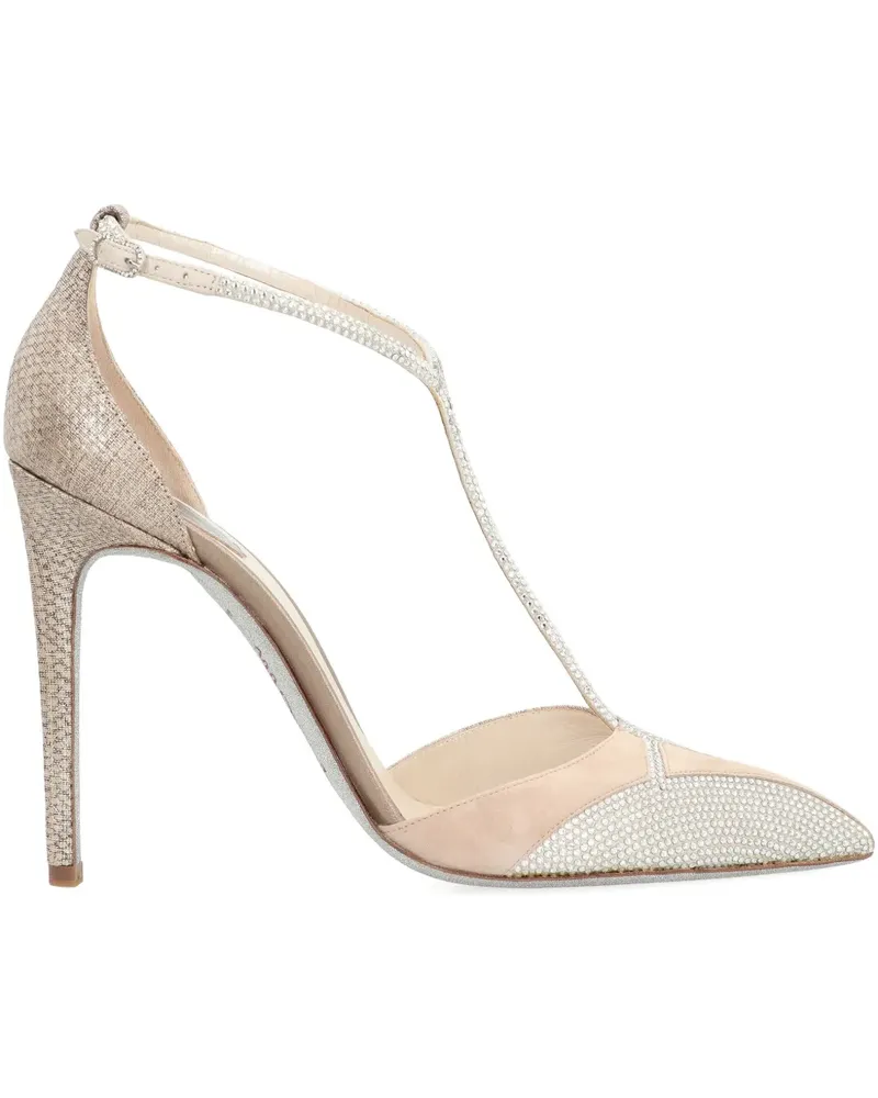 René Caovilla Karung Pumps mit Kristallen 70mm - Nude Nude