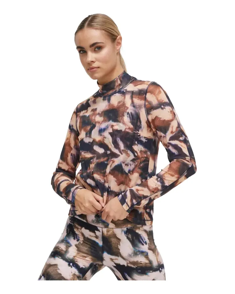 Casall abstract-print high-neck T-shirt - Braun Braun