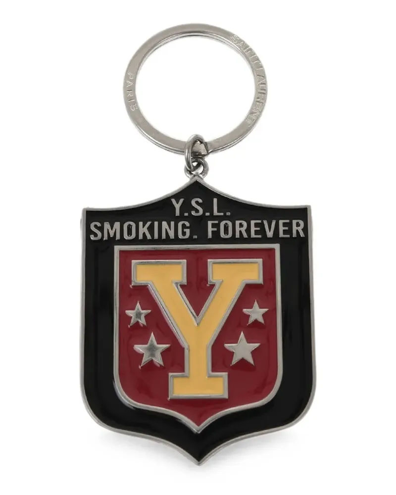 Saint Laurent Smoking Forever enamelled keychain - Schwarz Schwarz
