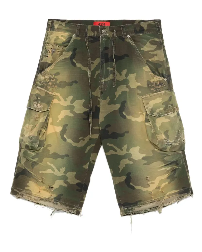 FourTwoFour on Fairfax Shorts mit Camouflage-Print - Grün Grün