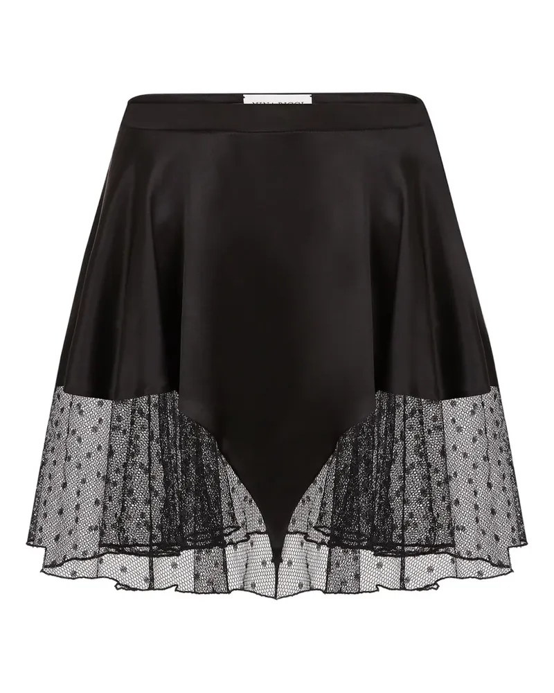Nina Ricci Rock aus Satin mit Spitzenbesatz - Schwarz Schwarz