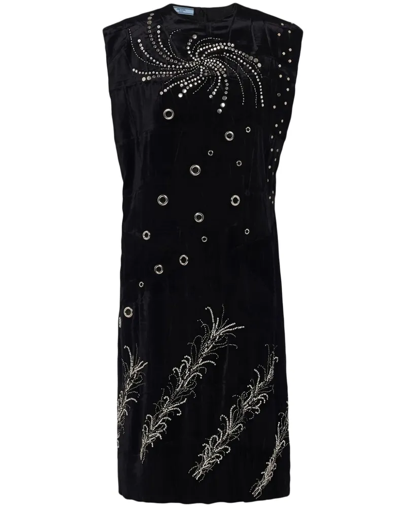 Prada Ärmelloses Kleid mit Stickerei - Schwarz Schwarz