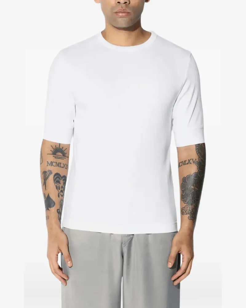 CDLP T-Shirt aus geripptem Strick - Weiß Weiß