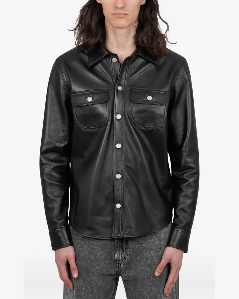 Courrèges Hemd aus Leder - Schwarz Schwarz