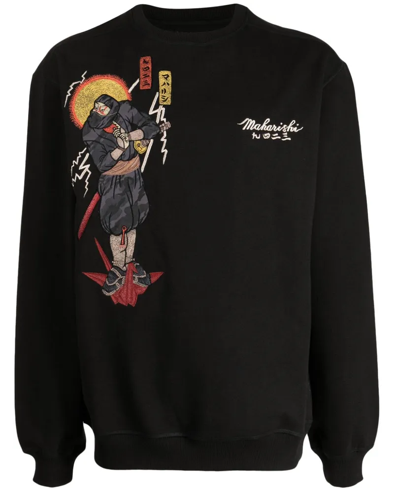 maharishi Shinobi Sweatshirt mit Logo-Stickerei Schwarz