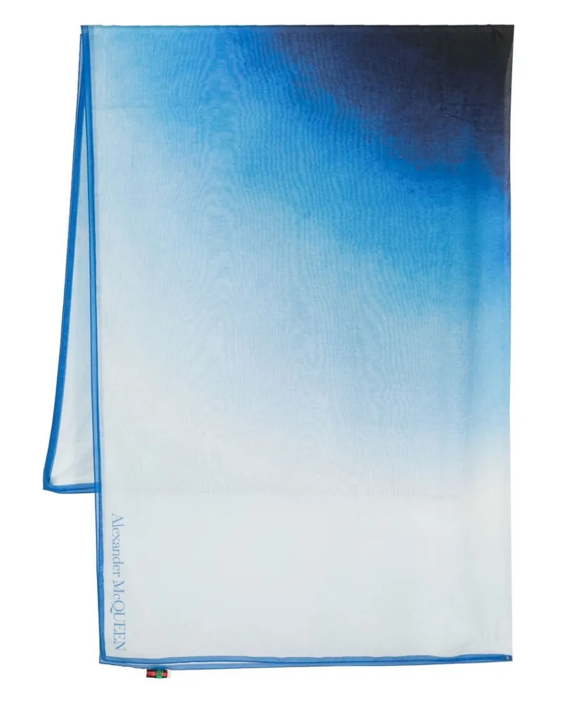 Alexander McQueen Schal mit Logo Blau