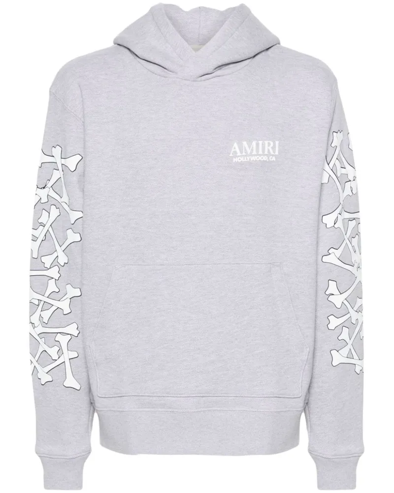 Amiri Bones Stacked Hoodie aus Lyocell Grau