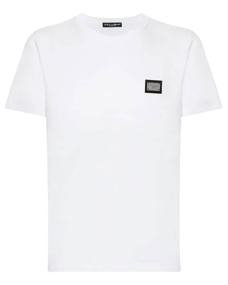 Dolce & Gabbana T-Shirt mit Logo-Schild - Weiß Weiß