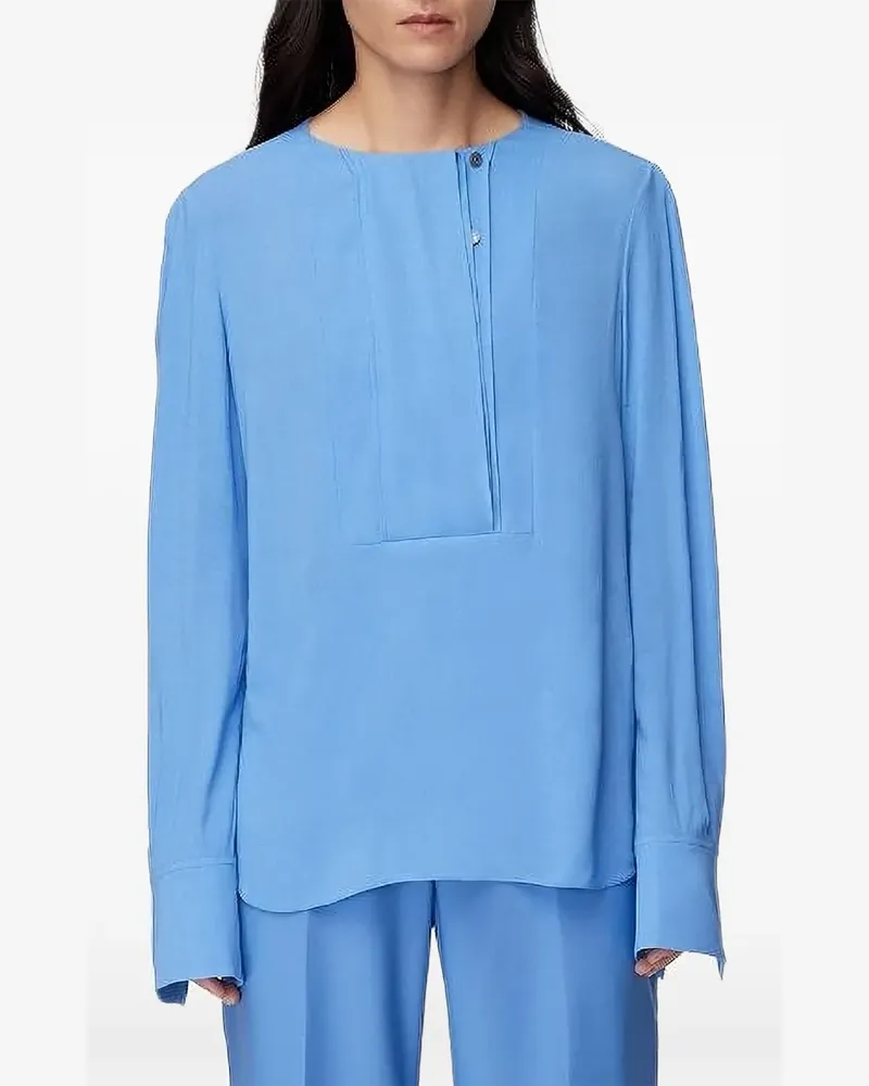 Another Tomorrow panelled silk-georgette-feel blouse - Blau Blau