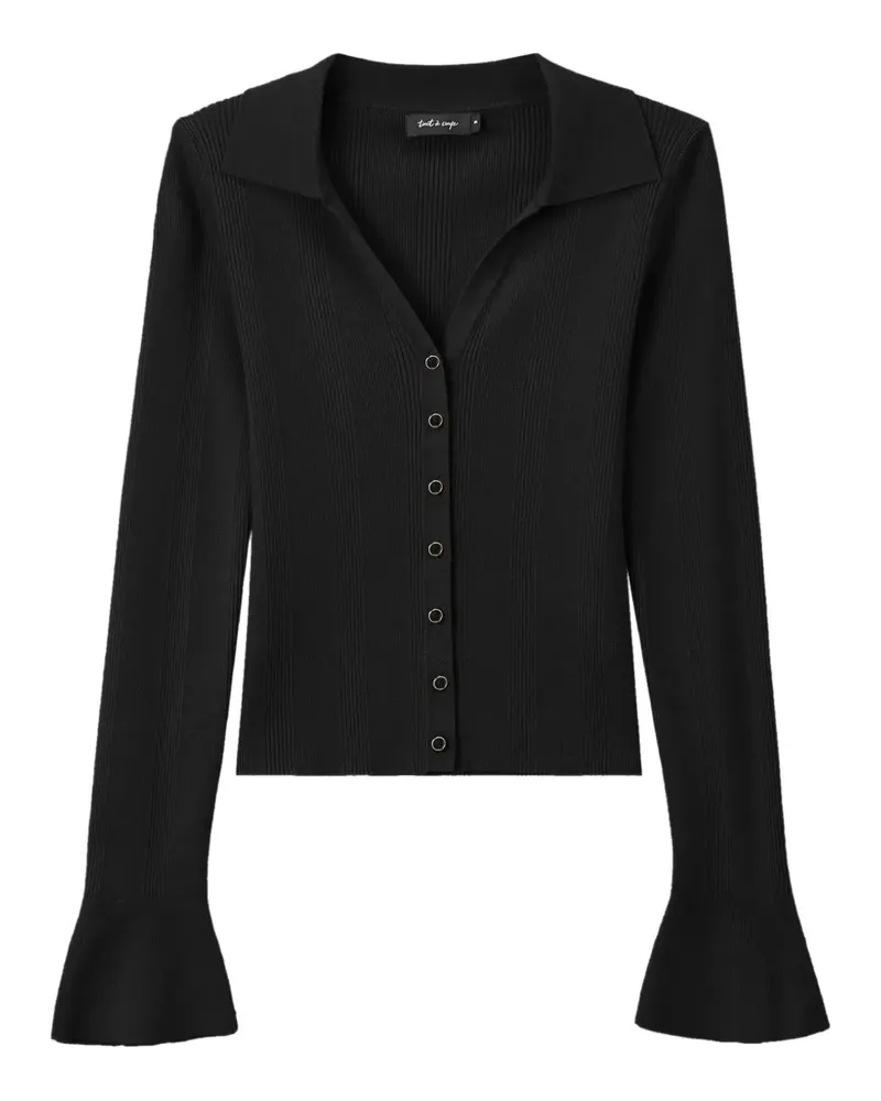 Tout a Coup Gerippter Cardigan mit ausgestellten Bündchen - Schwarz Schwarz