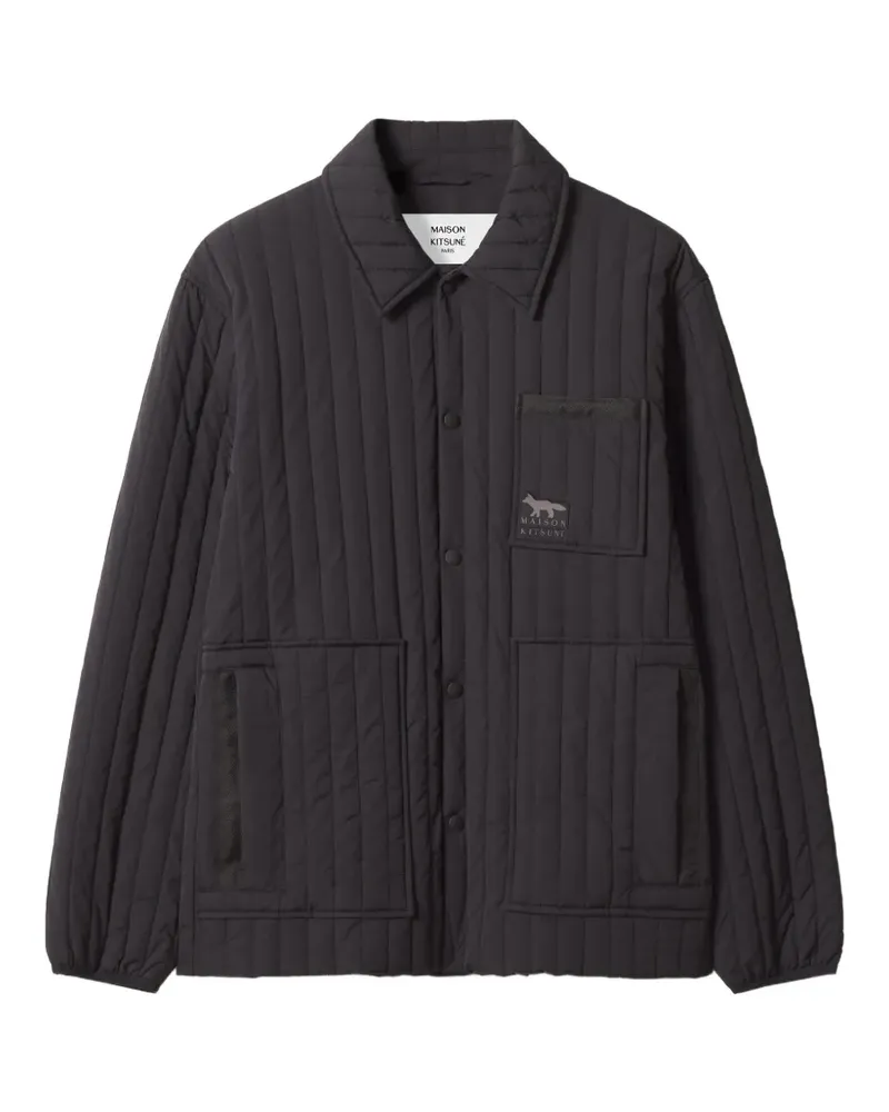 Kitsuné quilted logo-patch jacket - Schwarz Schwarz