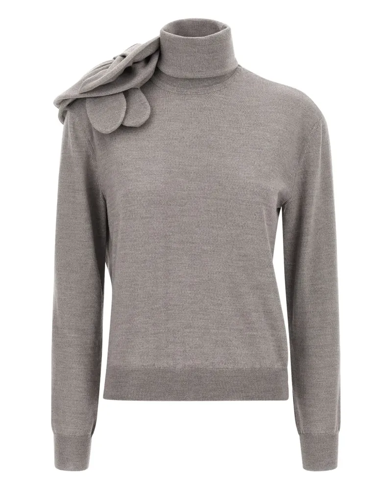 Moschino Stehkragen-Pullover mit 3D-Blume - Grau Grau