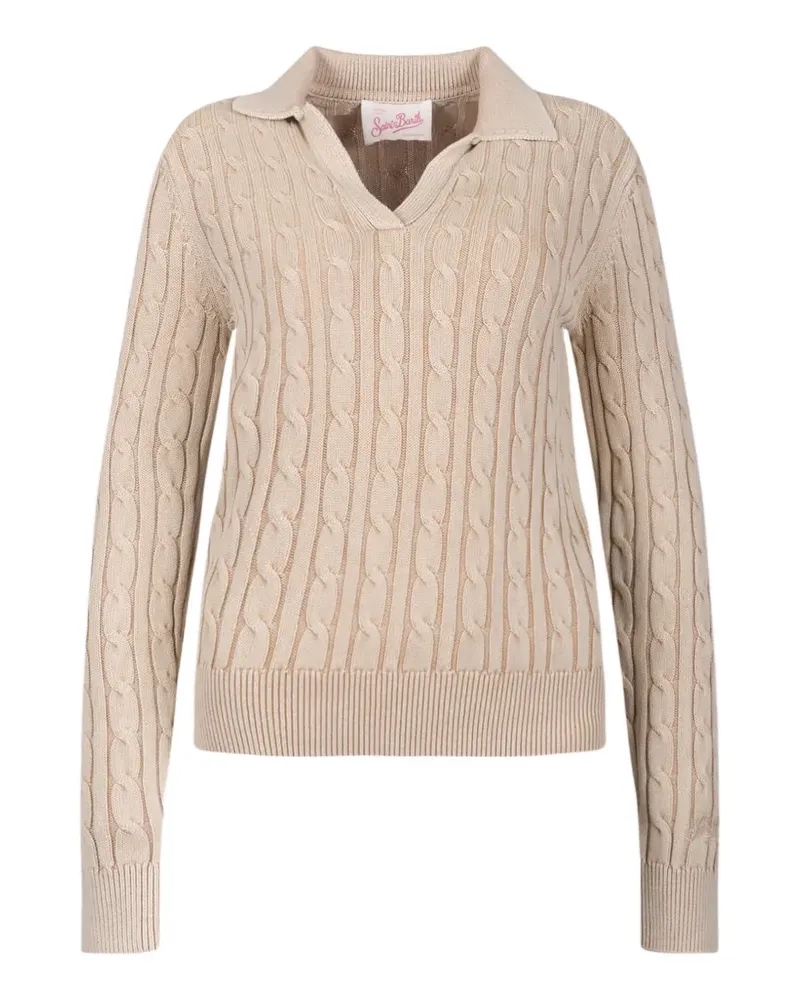 MC2 Saint Barth cable-knit polo-collar sweater - Nude Nude