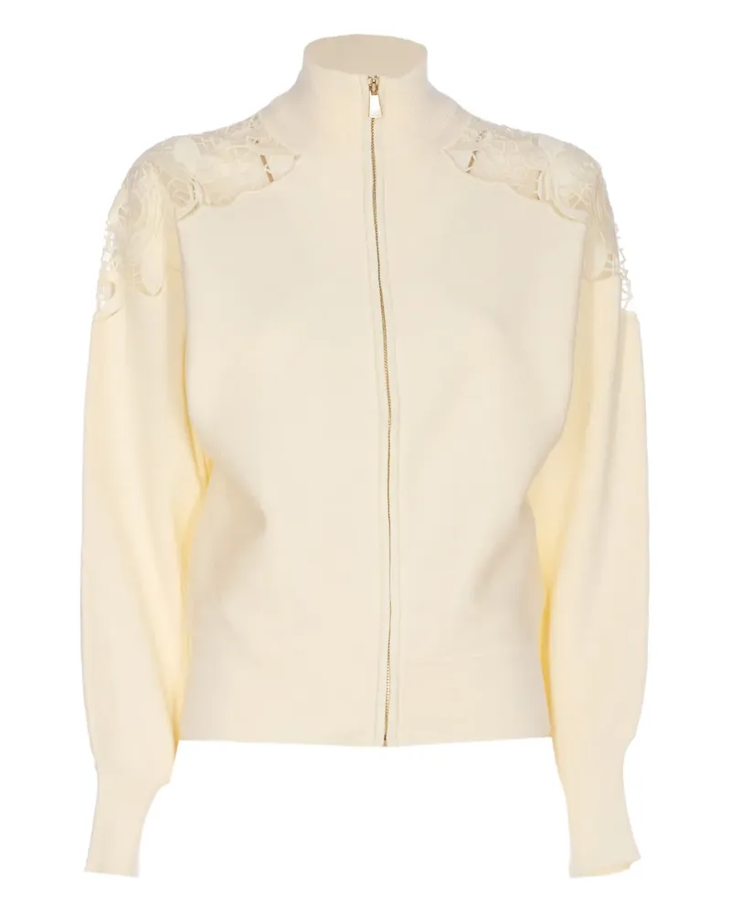 Twin-Set Reißverschluss-Cardigan mit Spitzeneinsatz - Nude Nude