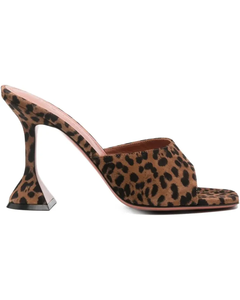Amina Muaddi 95mm Lupita square-toe leopard sandals - Braun Braun