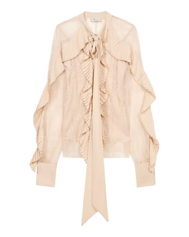 Blumarine Plissiertes Hemd mit Blumenspitze - Nude Nude