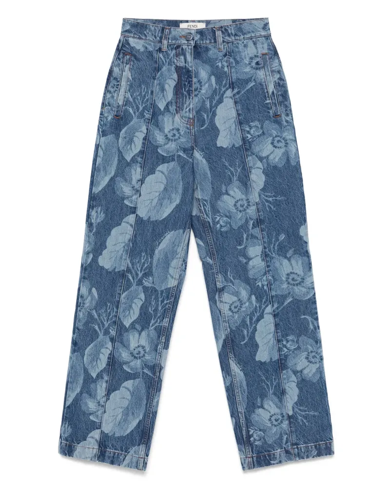 Fendi Jeans mit Sea Garden-Print - Blau Blau
