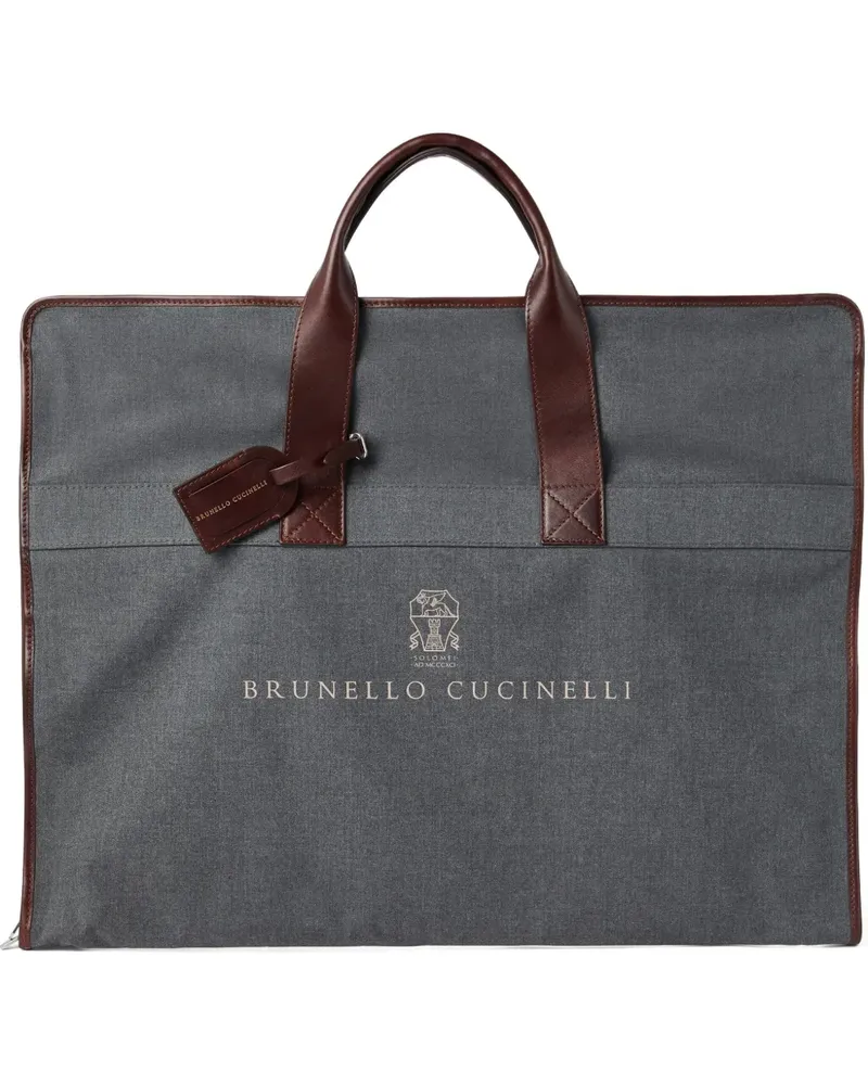 Brunello Cucinelli Anzugtragetasche mit Lederbesatz - Grau Grau