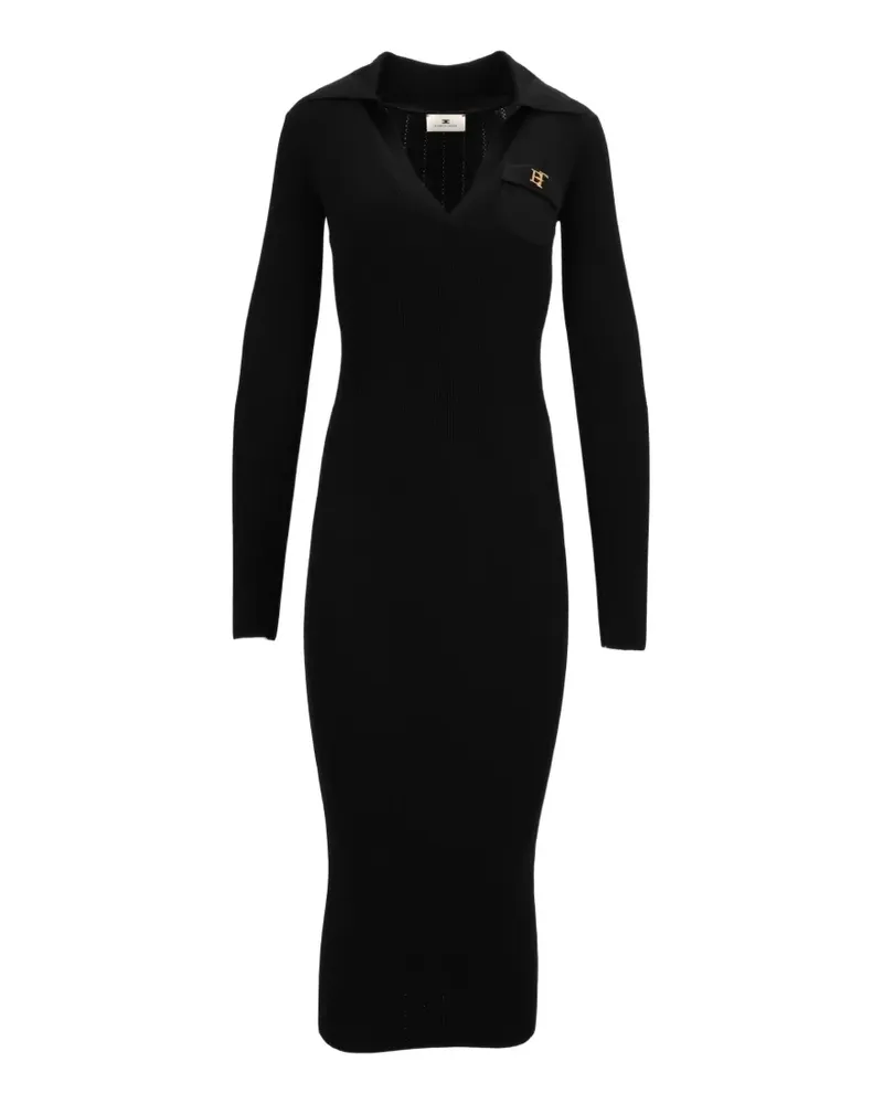 Elisabetta Franchi Geripptes Strickkleid - Schwarz Schwarz