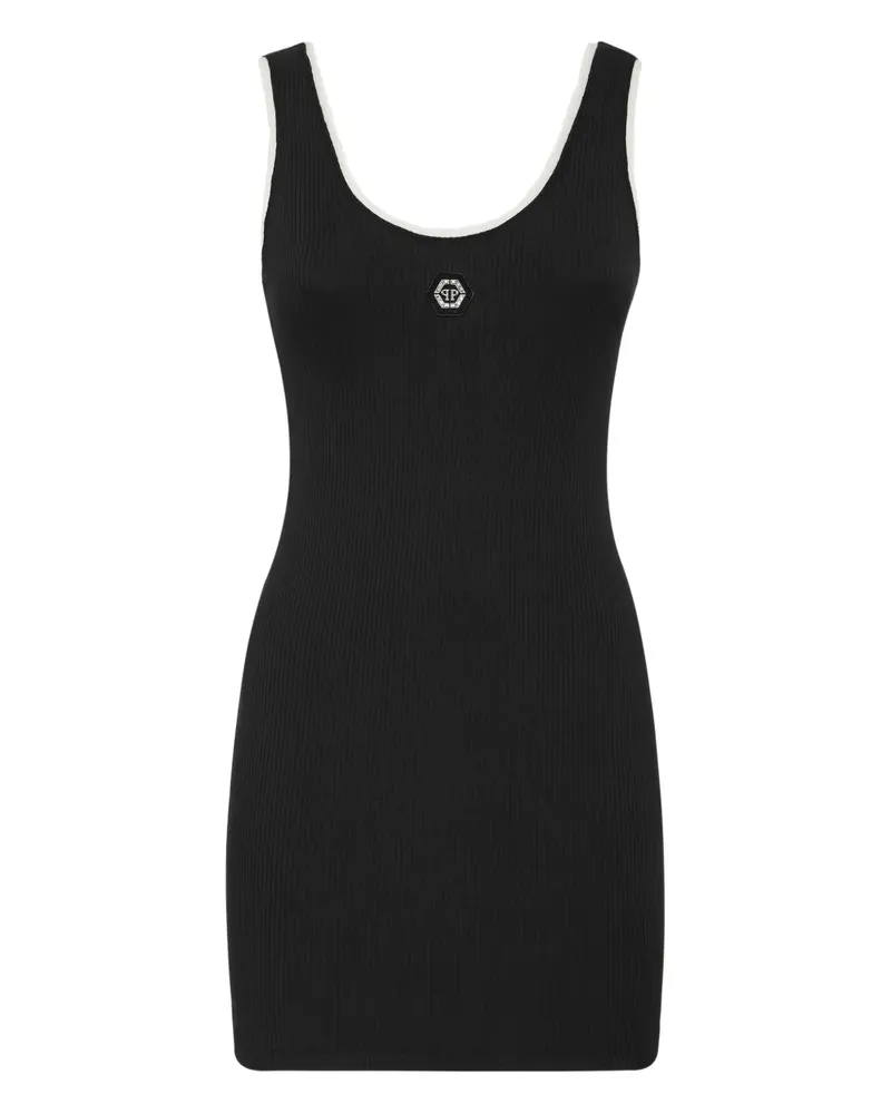 Philipp Plein Geripptes Kleid - Schwarz Schwarz