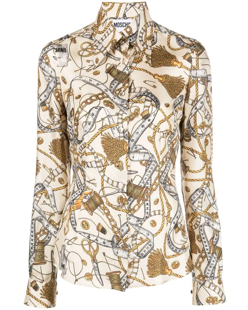 Moschino Seidenhemd mit Zaumzeug-Print - Nude Nude
