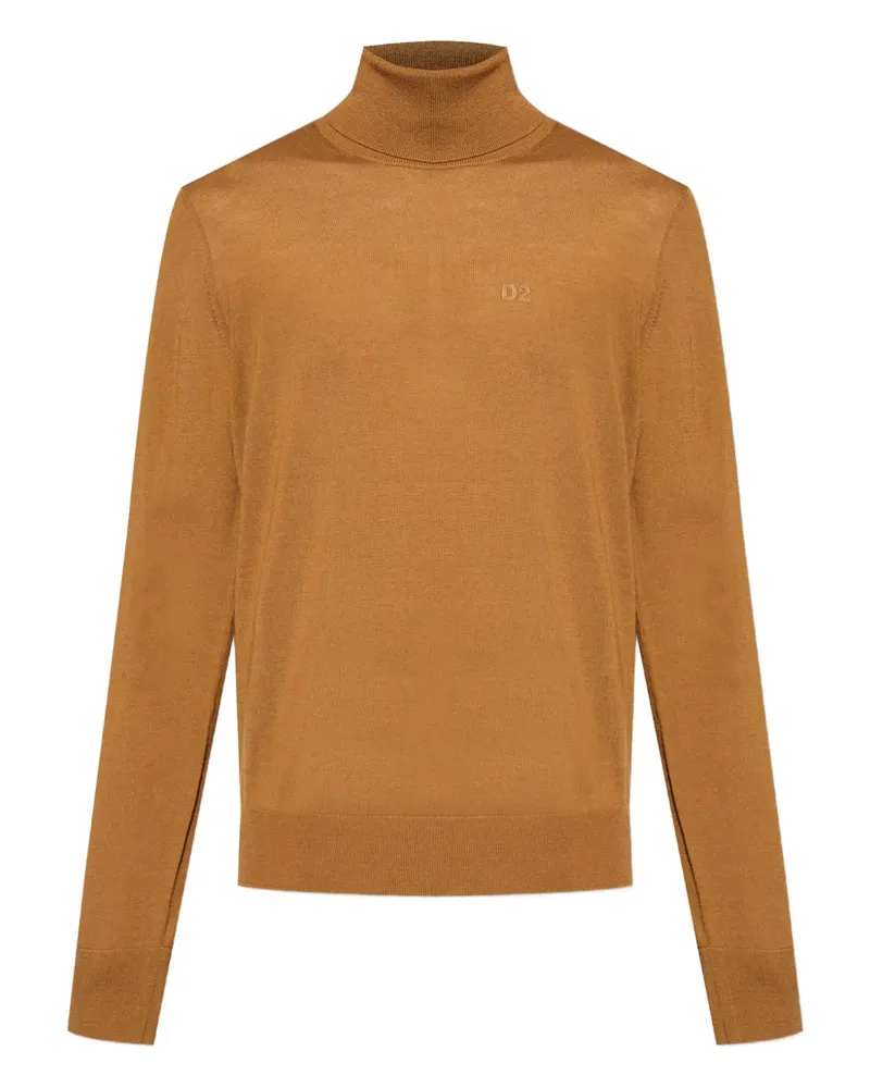 Dsquared2 Rollkragenpullover mit Logo - Braun Braun