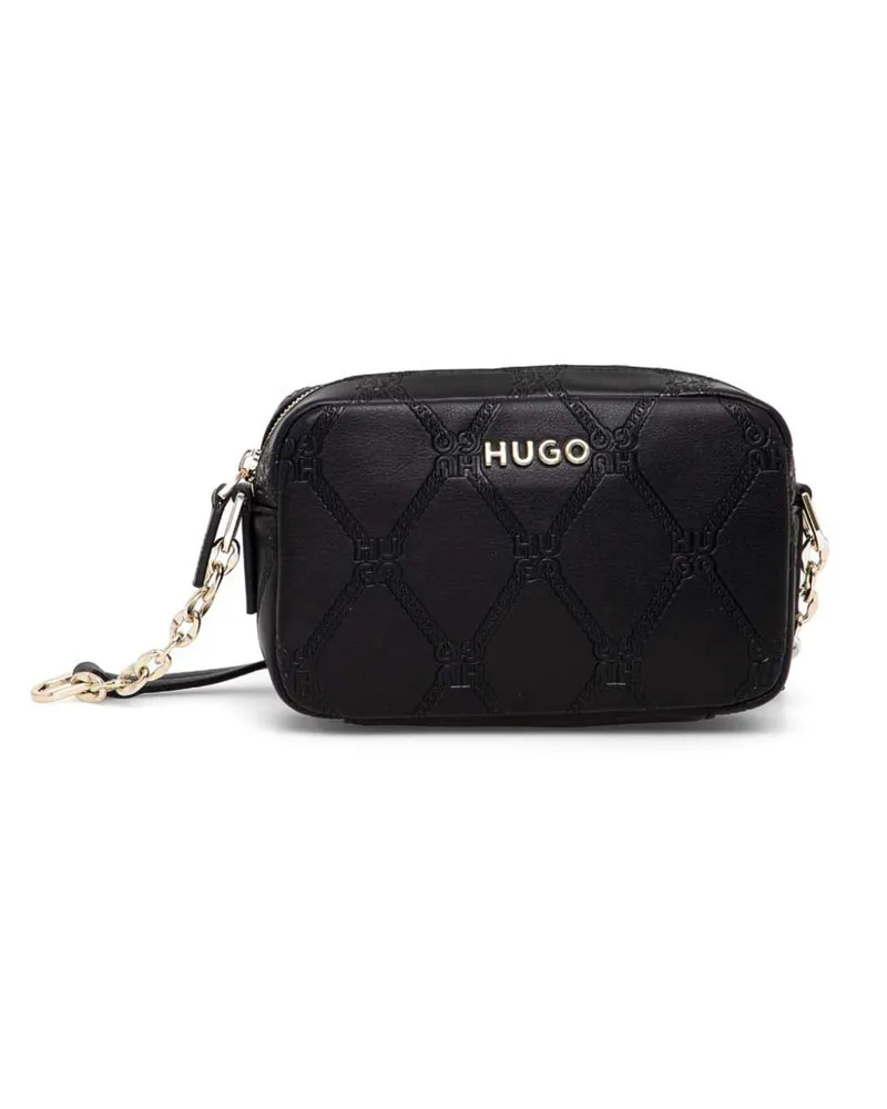 HUGO BOSS Umhängetasche mit Monogramm-Prägung - Schwarz Schwarz