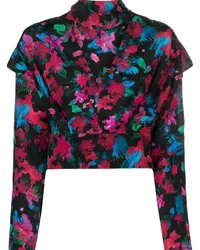 IRO Seidenbluse mit Blumen-Print Schwarz