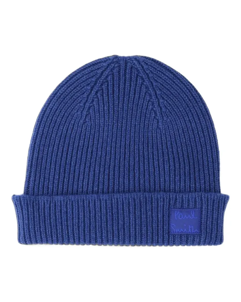 Paul Smith Gerippte Beanie - Blau Blau