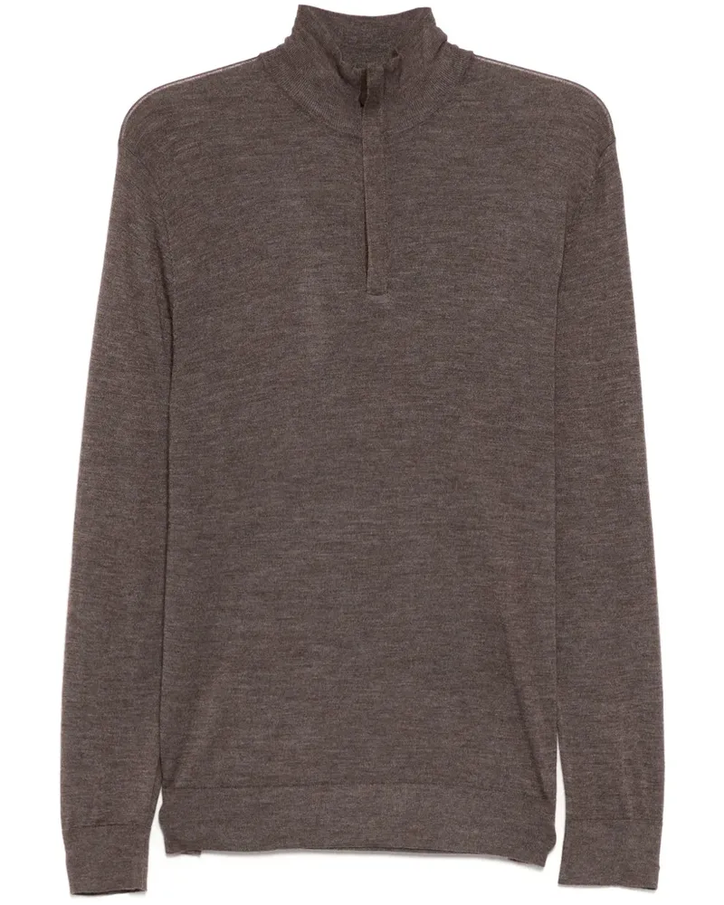N.Peal Regent FG Pullover mit kurzem Reißverschluss - Braun Braun