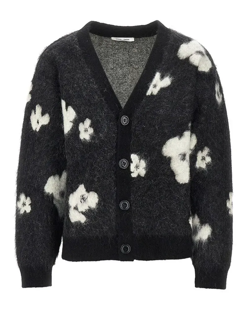 CMMN SWDN Intarsien-Cardigan mit Blumenmuster - Schwarz Schwarz