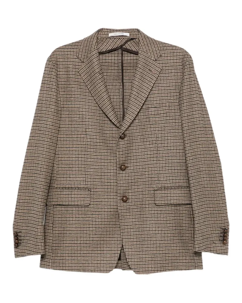 Tagliatore houndstooth-pattern single-breasted blazer - Nude Nude