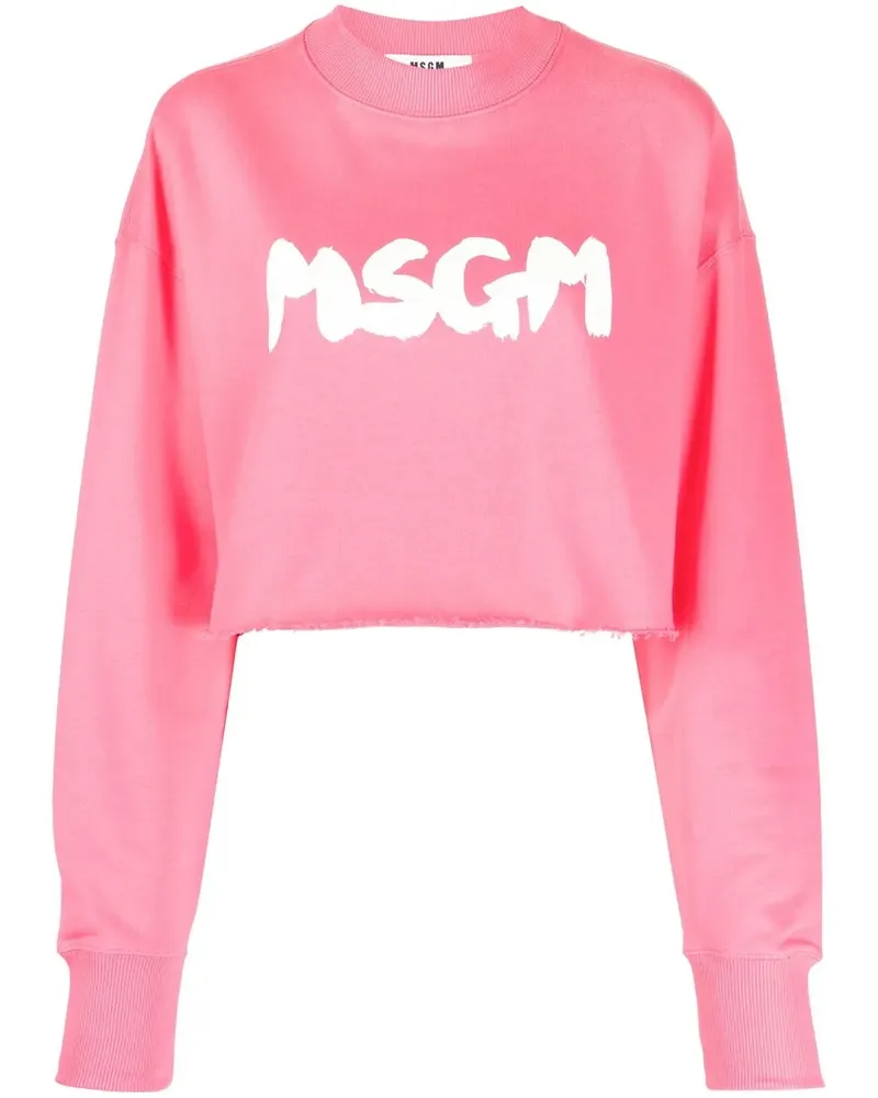 MSGM Cropped-Sweatshirt mit Logo-Print - Rosa Rosa