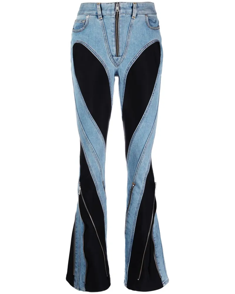 Thierry Mugler Zweifarbige Schlagjeans - Blau Blau