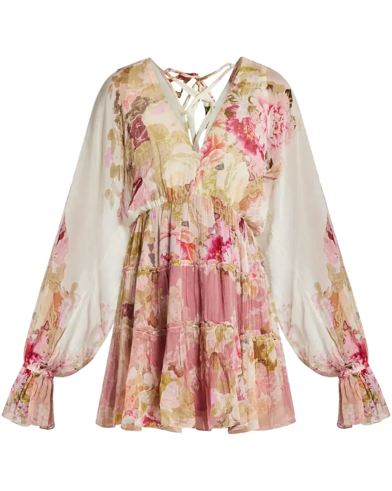 Hemant & Nandita Minikleid mit Blumen-Print - Weiß Weiß