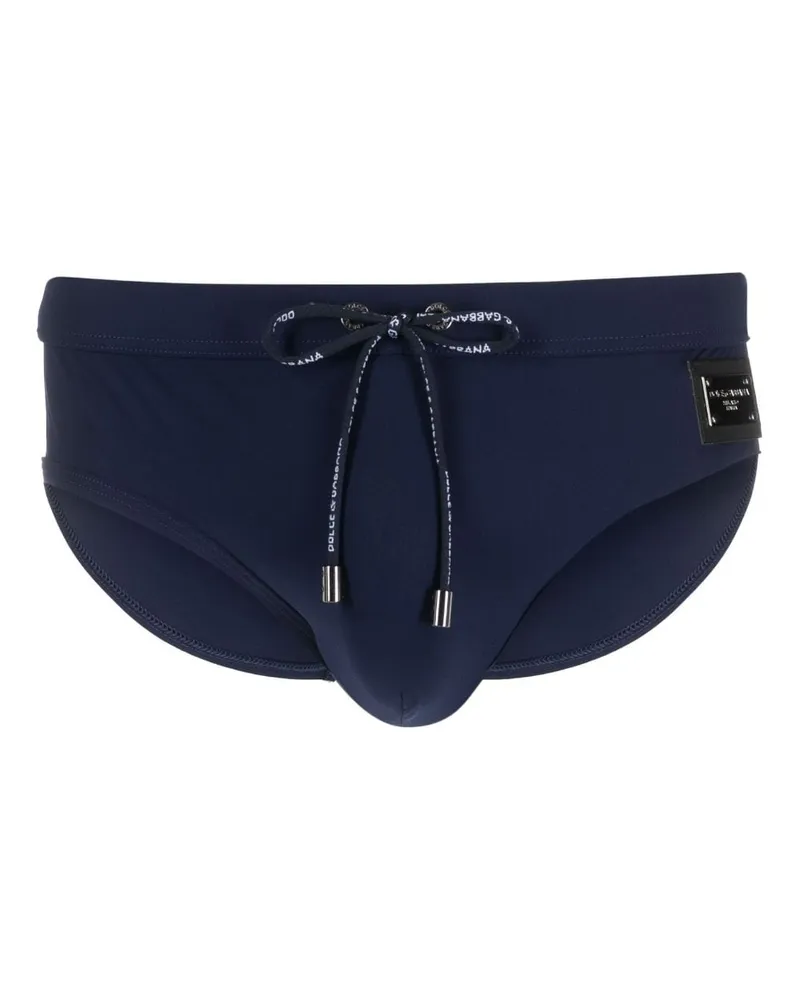 Dolce & Gabbana Badehose mit Logo-Schild - Blau Blau