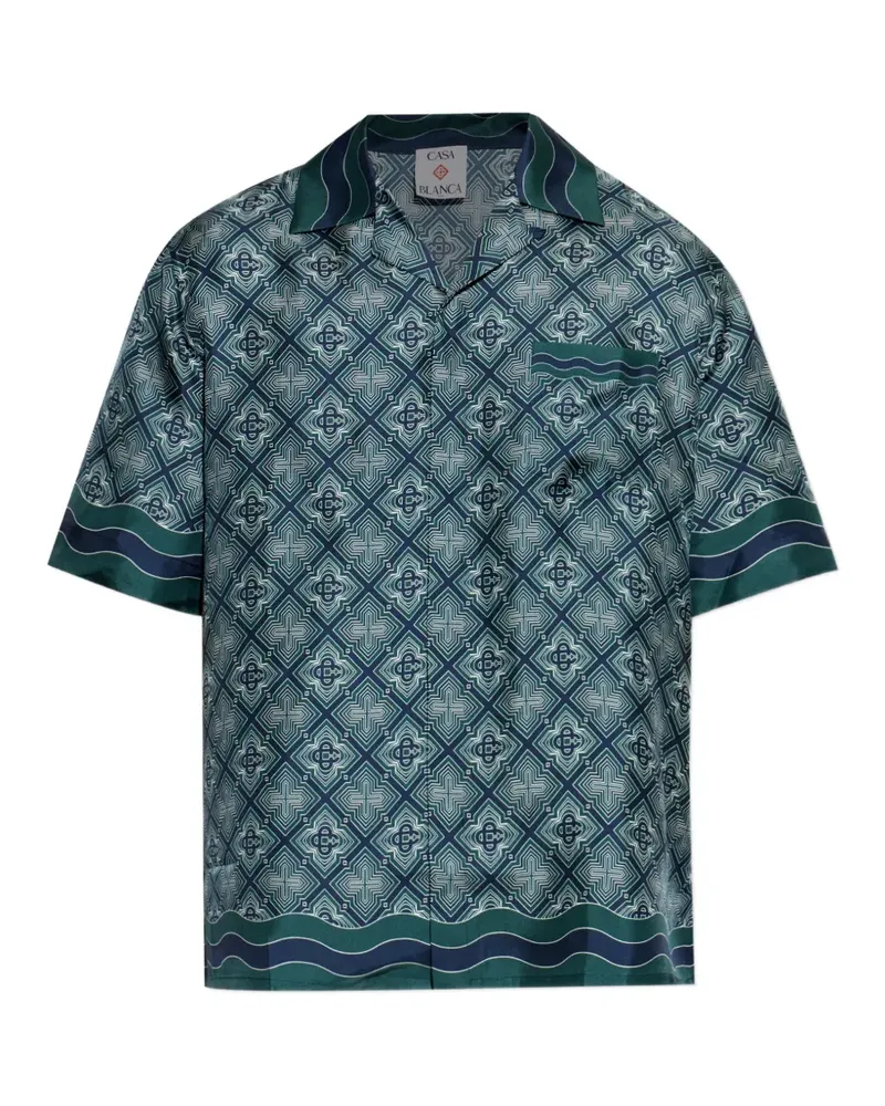Casablanca Paris radiating monogram silk shirt - Blau Blau